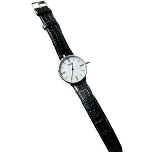 Hugo Boss Men's Watch Quartz White Dial Black Leather Band 40mm New Battery